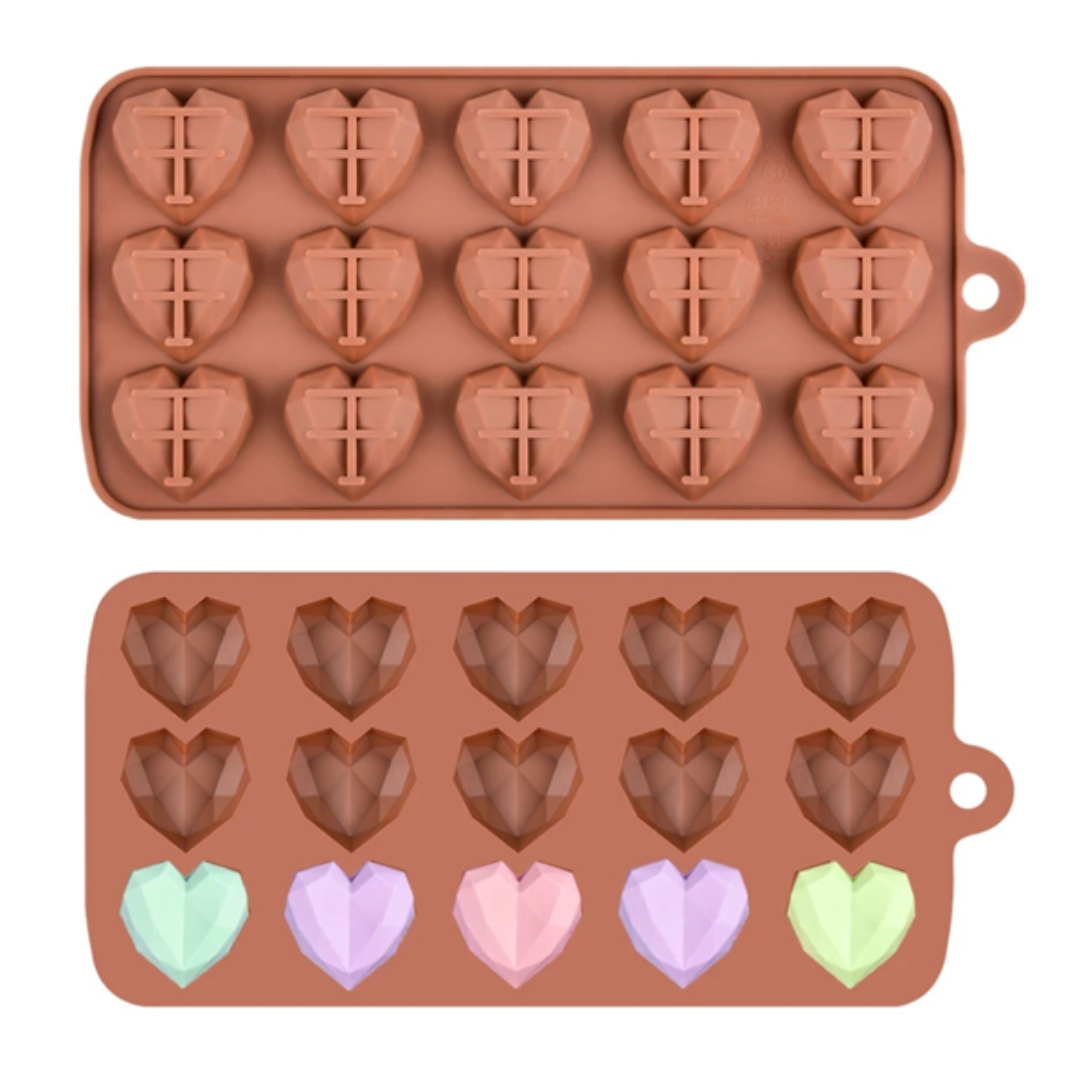 Molde de Silicona Corazones Geométricos