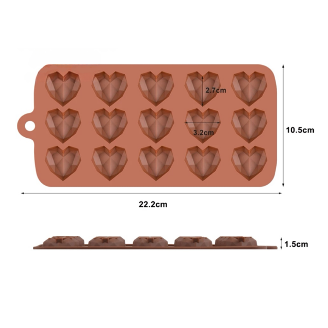 Molde de Silicona Corazones Geométricos