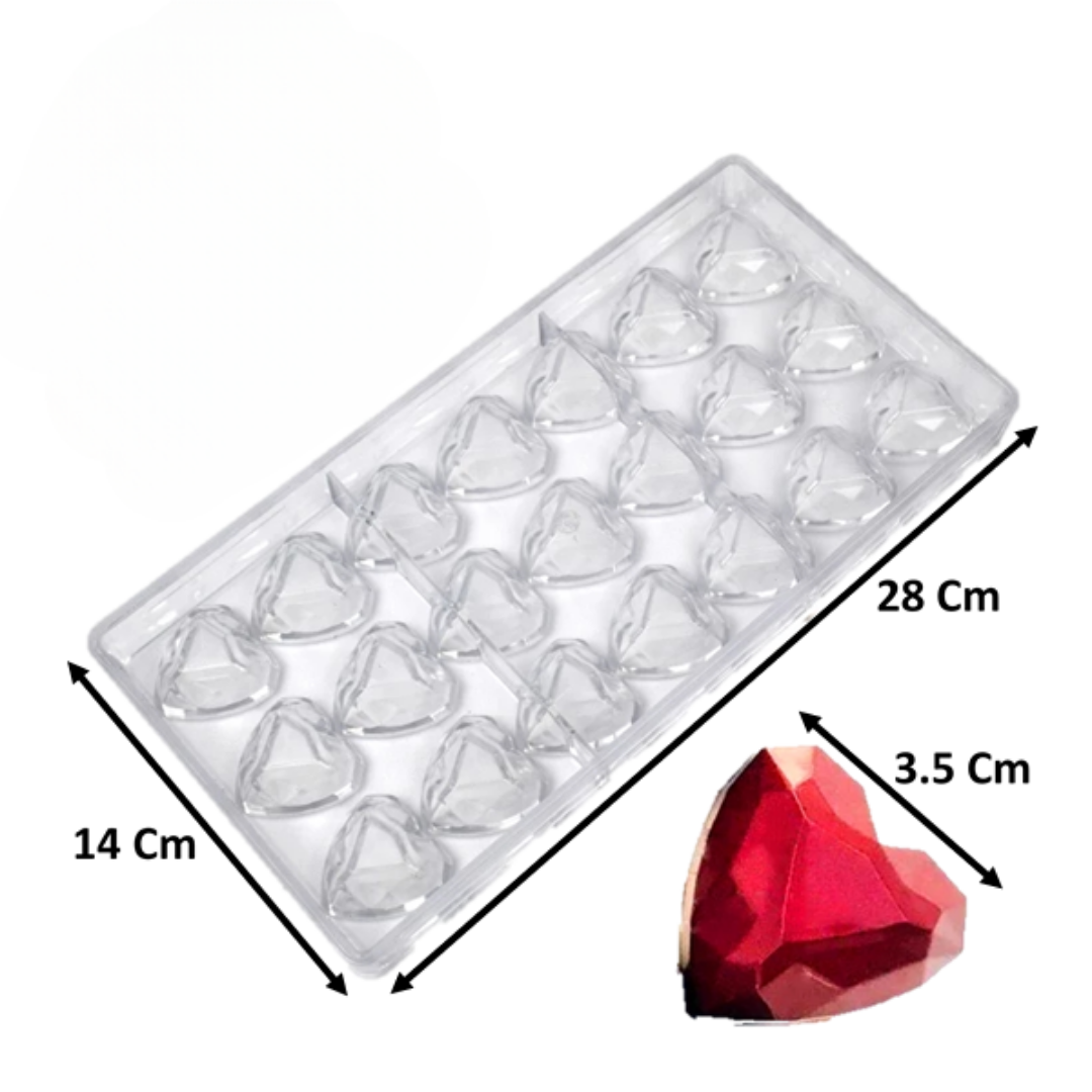 Molde Profesional de Policarbonato Corazones Prisma