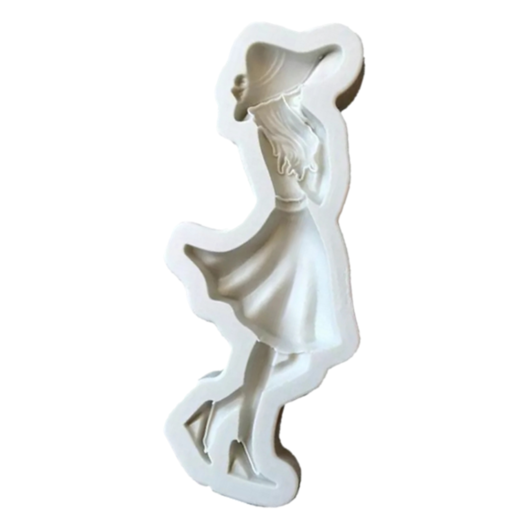 Molde de Silicona Mujer Con Vestido Elegante 3