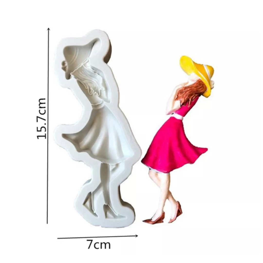 Molde de Silicona Mujer Con Vestido Elegante 3
