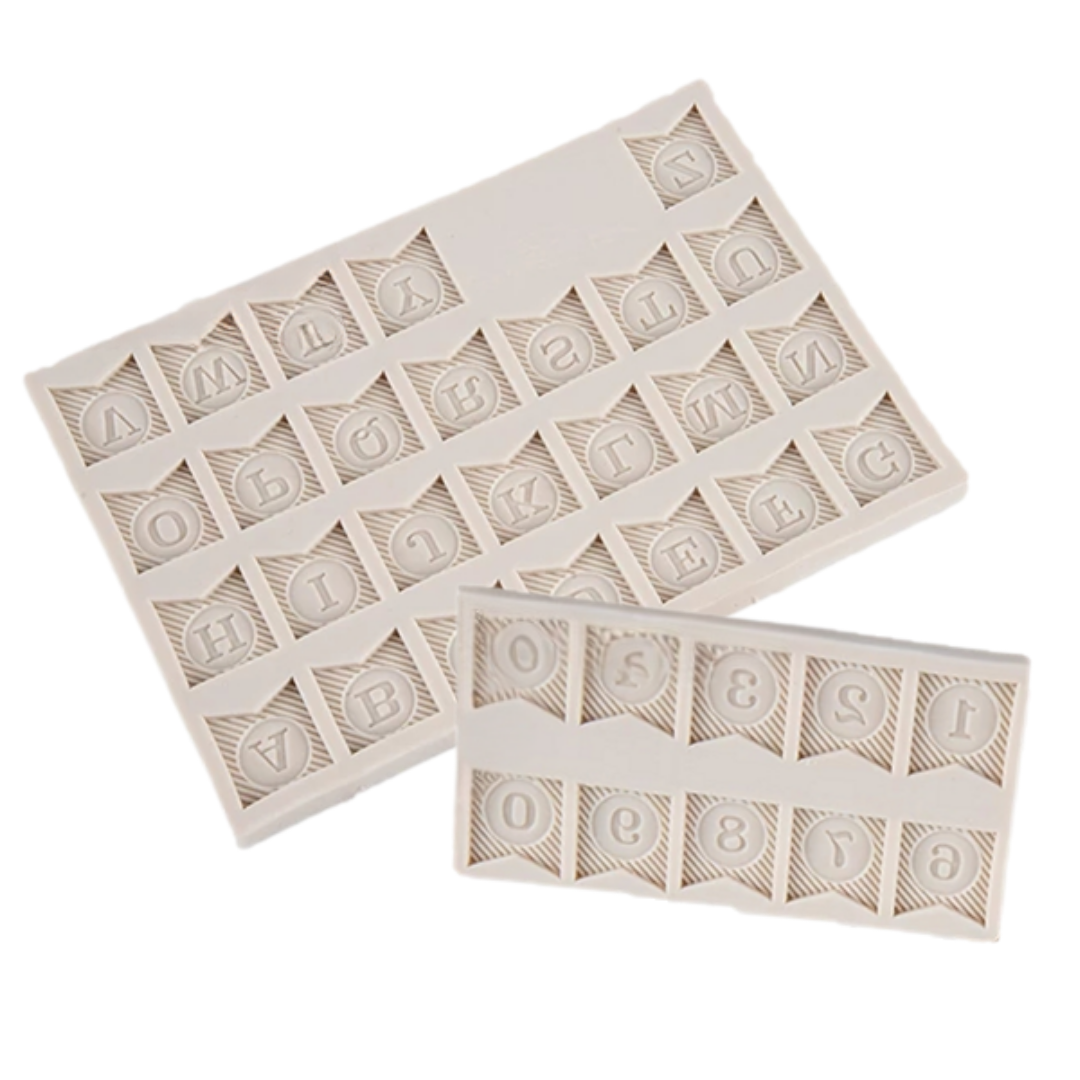 Molde de Silicona para Letras y Números Estilo Banderín