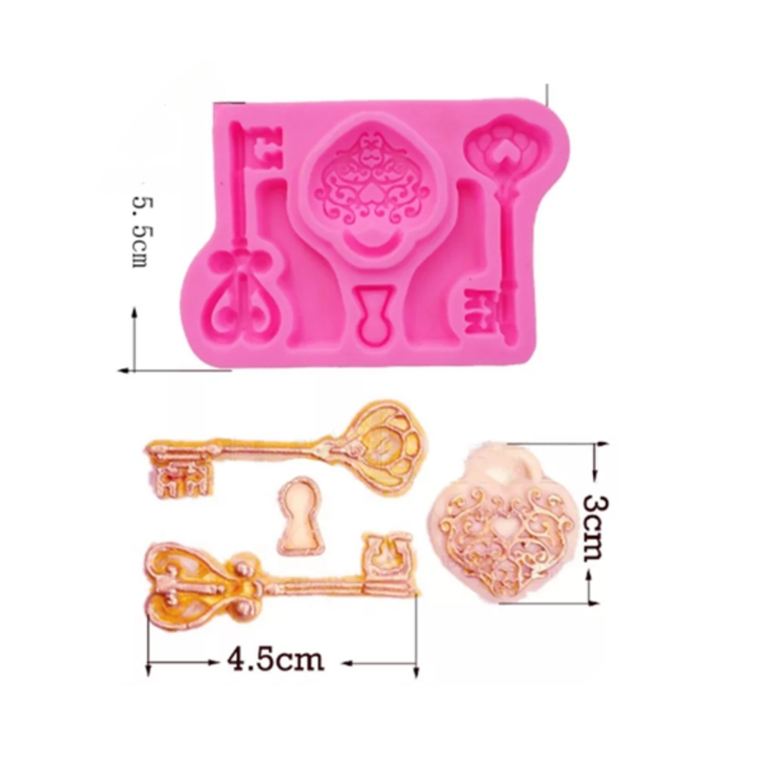 Molde de Silicona Llaves y Candado Vintage
