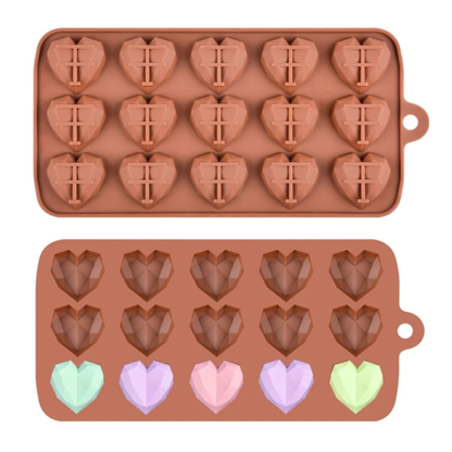 Molde de Silicona Corazones Geométricos