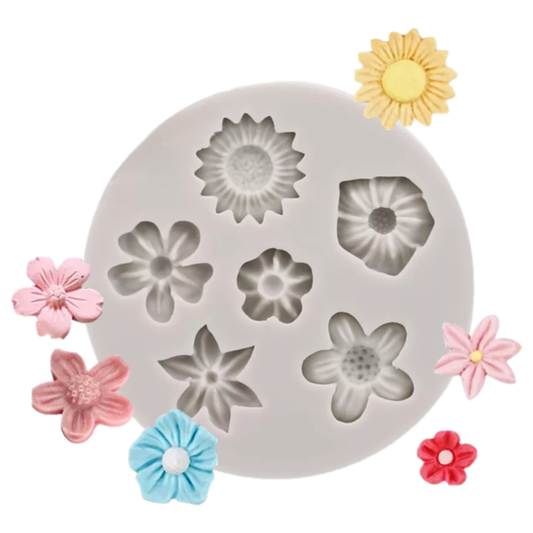 Molde de Silicona Flores Variadas