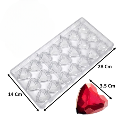 Molde Profesional de Policarbonato Corazones Prisma
