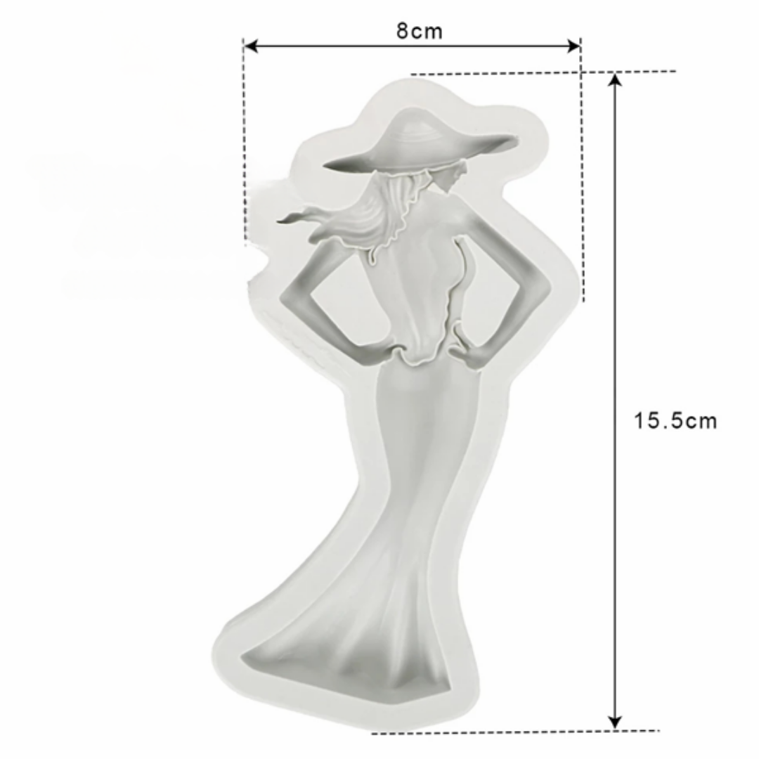 Molde de Silicona Mujer Con Vestido Elegante 2