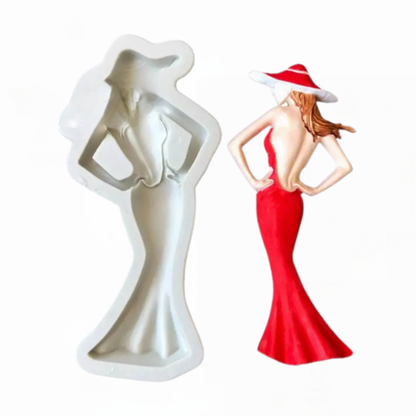 Molde de Silicona Mujer Con Vestido Elegante 2