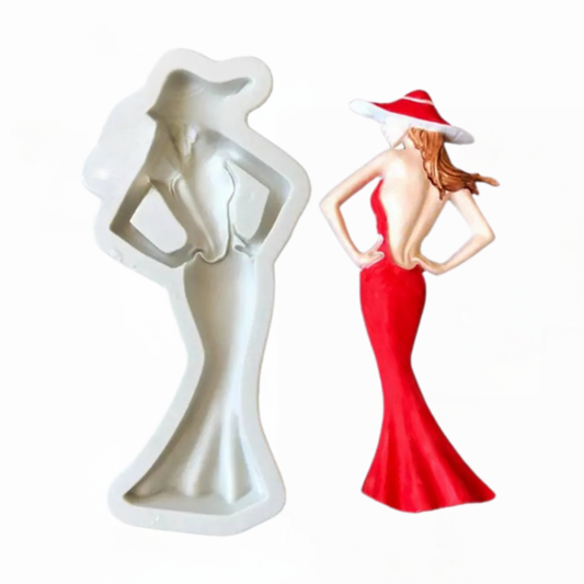 Molde de Silicona Mujer Con Vestido Elegante 2