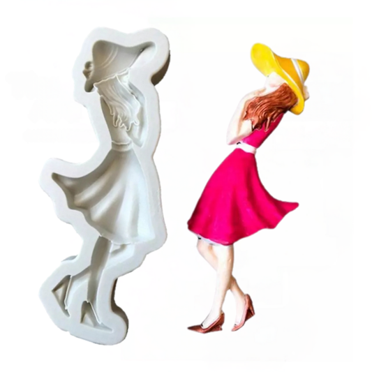 Molde de Silicona Mujer Con Vestido Elegante 3