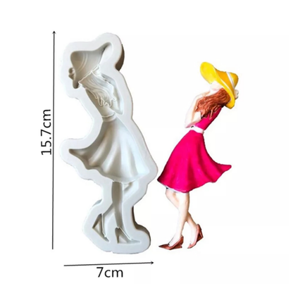 Molde de Silicona Mujer Con Vestido Elegante 3