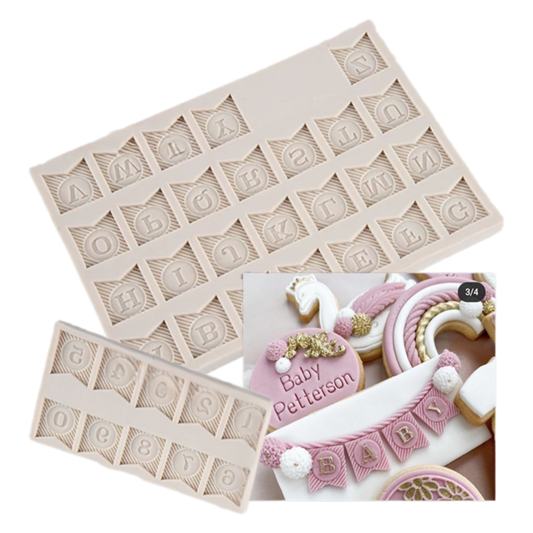 Molde de Silicona para Letras y Números Estilo Banderín